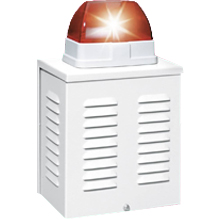 ABUS SG3210 Sirenen-Attrappe in Weiss-Grau mit roter Blitzabdeckung für die Aussenwand – Detail 5
