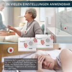 SYNLETT Pflegeruf-Set mit zwei roten Notrufknöpfen und zwei tragbaren Pagern