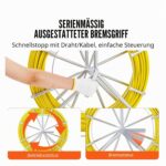 VEVOR Kabeleinziehspirale aus Glasfaser auf gelber Stahlhaspel mit Bremsgriff und Zugköpfen