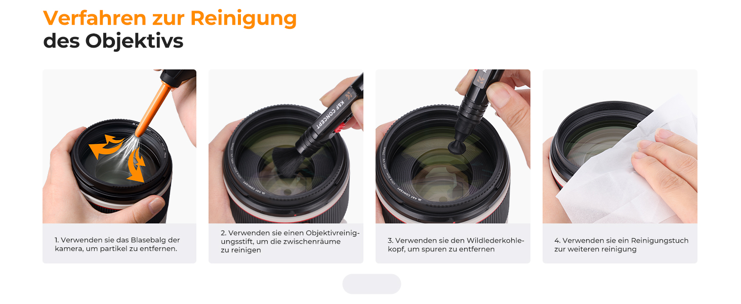 K&F Concept 25-teiliges Kamera-Reinigungsset mit Blasebalg, Sensortupfern und Tasche – Detail 5