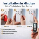 HENDUN SF03RCD Türalarm mit Magnetkontakt und Fernbedienung, zwei weisse Melder
