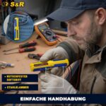 S&R Abisolierwerkzeug in Blau und Gelb zum Entmanteln von Rundkabeln und Abisolieren von Adern