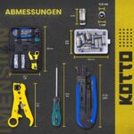 KOTTO Kompressionszange und Abisolierzange für Koaxialkabel mit 20 F-Steckern und Tasche