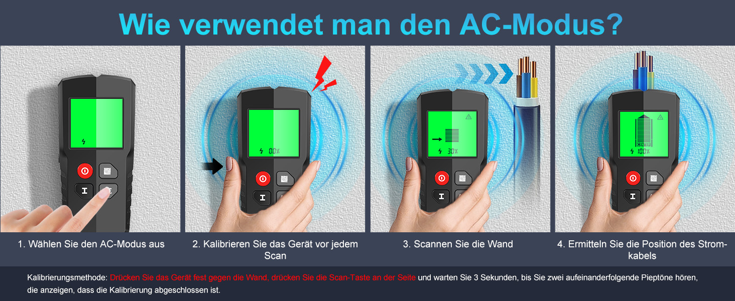 EXTSUD HLW-QB5 Wandscanner mit LCD-Anzeige für Holz, Metall und Leitungen – Detail 5