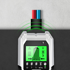 FOLAI 510-BX Leitungssucher in Grün mit LCD-Anzeige beim Scannen einer Wand – Detail 5
