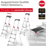 Hailo L80 ComfortLine Alu-Stehleiter mit drei XXL-Stufen, Plattform und Ablageschale