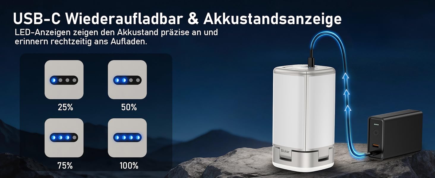 Blukar Campinglampe mit aufgeklappten Seitenflügeln und 116 LED in warmweissem Licht – Detail 5