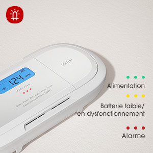 X-Sense XC04-R Kohlenmonoxid-Melder mit LCD-Display, freistehend auf ebener Fläche – Detail 6