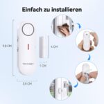 TECKNET Türalarm 6er-Set in Weiss, Kontaktmelder mit Gegenstück für Tür und Fenster