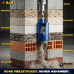 S&R Diamant-Bohrkrone 72 mm mit SDS-plus-Adapter, Zentrierbohrer und Austrieb-Keil