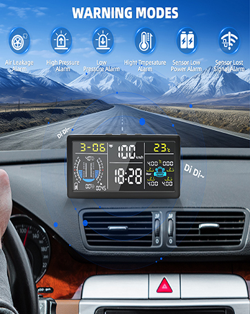 Geloo T11 Reifendruckkontrollsystem mit Solarmonitor und vier Ventilsensoren – Detail 6