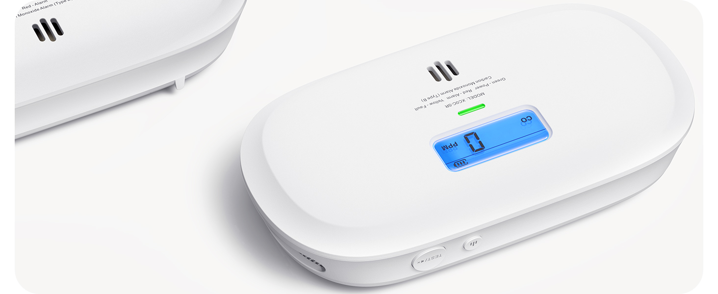 X-Sense XC0C-SR Kohlenmonoxid-Melder in Weiss mit digitalem Display und Testtaste – Detail 6