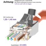 VCELINK Crimpzange für RJ45 mit Cat-7-Steckern, Knickschutztüllen und Einfädelhilfen