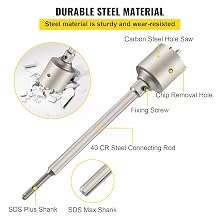 Bohrkrone 125 mm mit 14 Hartmetallschneiden und SDS-Max-Verlängerung – Detail 6