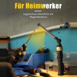 HOTLIGH ZF7549 Akku-Werkstattlampe aus Aluminium mit ausgeklapptem Leuchtkopf und Magnetfuss