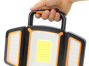 SYLSTAR WL013 LED Akku-Strahler mit ausgeklappten Seitenlichtern und Tragegriff – Detail 6