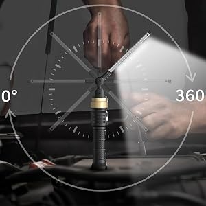 HOTLIGH ZF7549 Akku-Werkstattlampe aus Aluminium mit ausgeklapptem Leuchtkopf und Magnetfuss – Detail 6