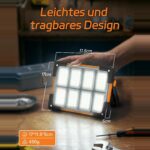 DANCINGBOAR U8CUP LED Baustrahler mit drehbarem Griff, Solarmodul und USB-Anschluss