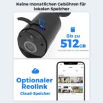 Reolink Argus Eco Akku-Überwachungskamera in Schwarz mit Solarpanel und Wandhalterung