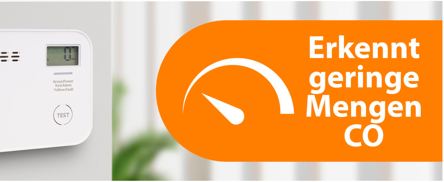 Smartwares CO-Melder FGA-13091 in Weiss mit Anzeige und Testtaste an der Wand – Detail 6