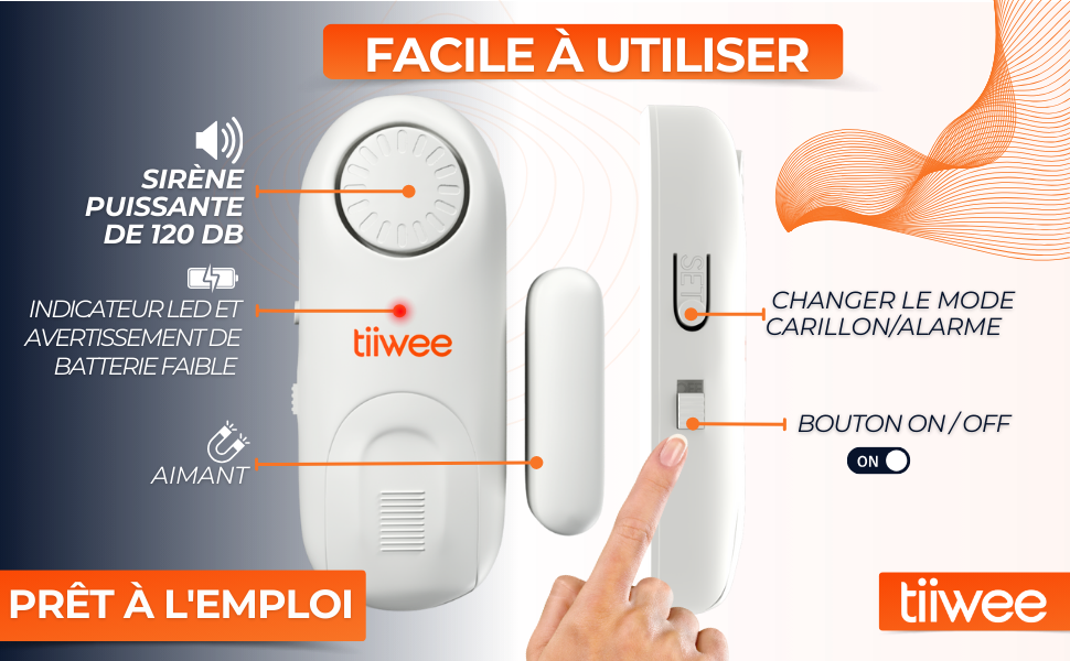 tiiwee TWWA01 Tür- und Fensteralarm in Weiss mit Magnetkontakt, Zweierset – Detail 6