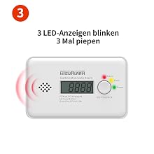 WISUALARM Kohlenmonoxid-Melder in Weiss mit LCD-Display und Testtaste – Detail 6