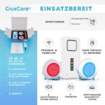 CruxCare C1 Pager mit roter und blauer Ruftaste am Halsband für den Notruf im Haus