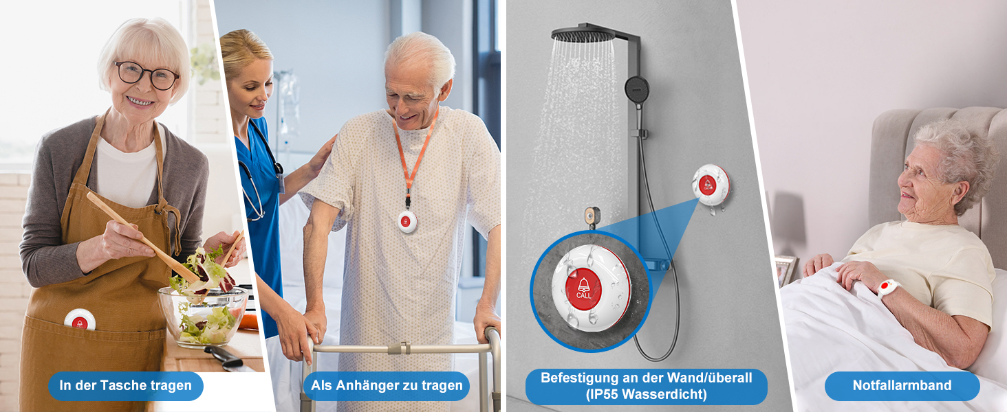 Daytech Notrufset für Senioren in Weiss mit SOS-Armband, Ruftaste und Funkempfänger – Detail 6