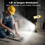 SOARFLY LED Baustrahler WL-SL-01 in Gelb mit Metallrahmen, Tragegriff und verstellbarem Standbügel