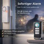 HENDUN SF03RCD Türalarm mit Magnetkontakt und Fernbedienung, zwei weisse Melder
