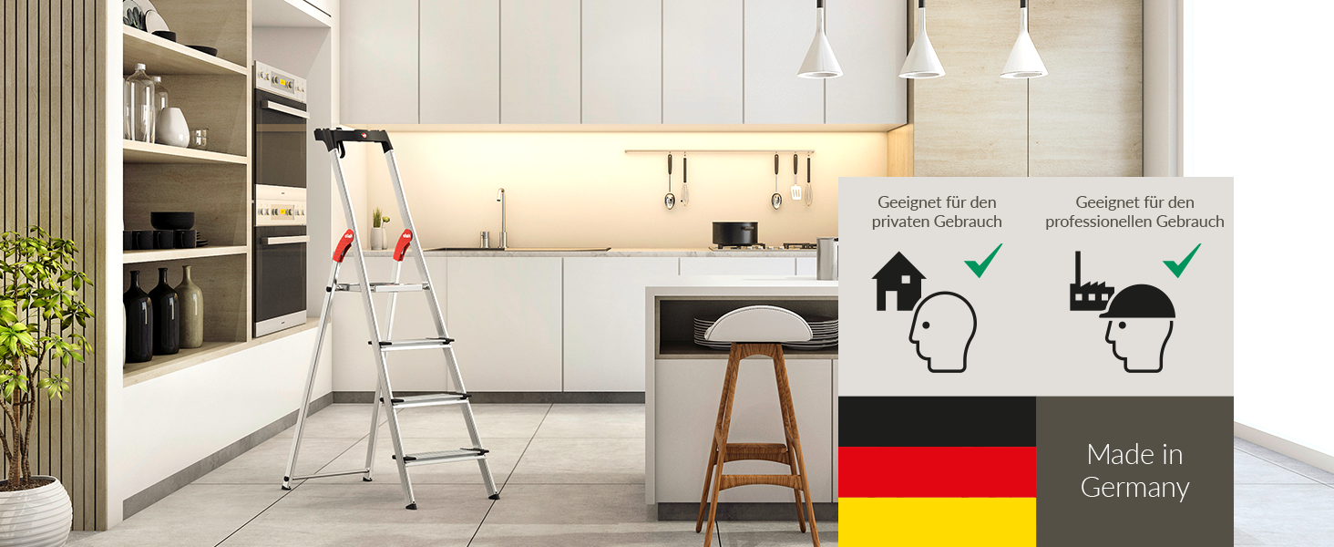 Hailo L80 ComfortLine Alu-Stehleiter mit drei XXL-Stufen, Plattform und Ablageschale – Detail 6