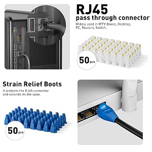 ZoeRax Netzwerk-Werkzeugset mit RJ45-Crimpzange, Kabeltester, Abisolierwerkzeug und Pass-Through-Steckern – Detail 6