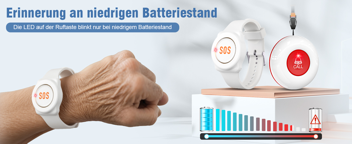 ChunHee CC19 Notrufset mit Empfänger, Notrufknopf zum Umhängen und Armband – Detail 6