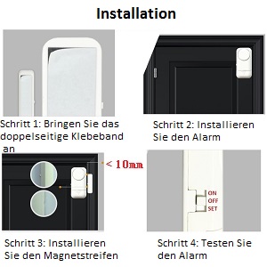 Selbstklebender Tür- und Fensteralarm mit Magnetstreifen am Fensterflügel – Detail 6