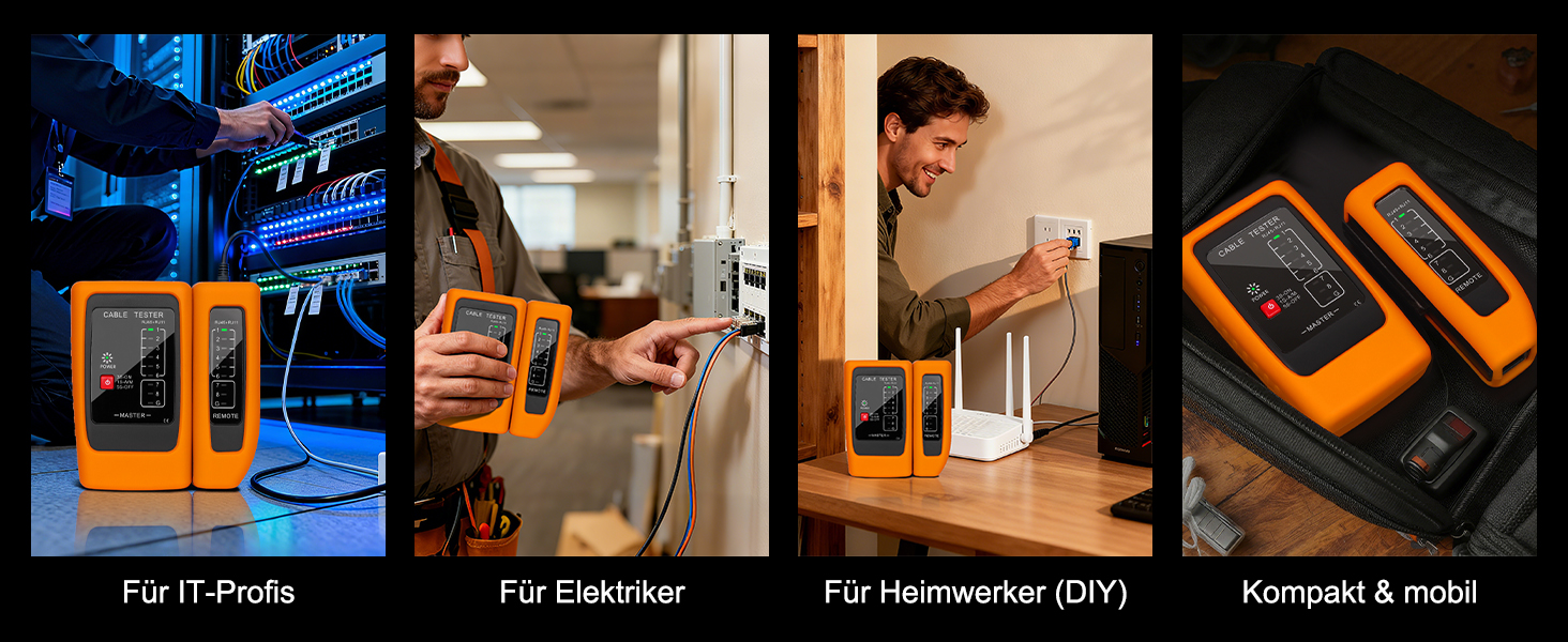 Hiija Netzwerkkabel-Tester NCT-00 mit Gummihülle und Fernmodul für RJ45 und RJ11 – Detail 6