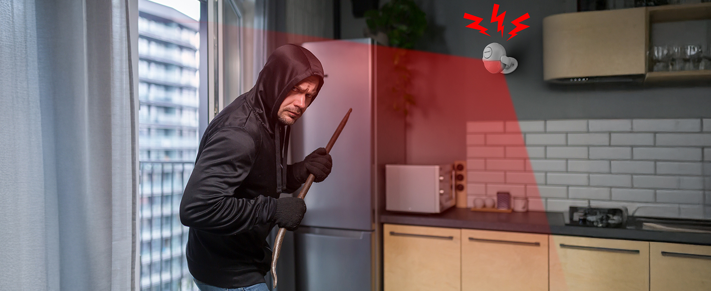 TECKNET TK-HA001 Bewegungsmelder-Alarm in Weiss mit Fernbedienung – Detail 6