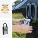 ABUS KeyGarage 797 Schlüsselbox mit silberner Zahlenradklappe und schwarzem kunststoffummanteltem Bügel