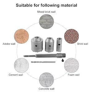 Bohrkrone 150 mm mit Hartmetallschneiden und SDS-Max-Verlängerung – Detail 7