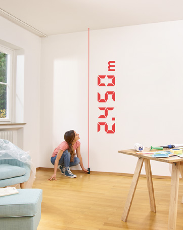 Bosch Leitungssuchgerät Truvo der 2. Generation mit LED-Ring an einer Wand – Detail 7
