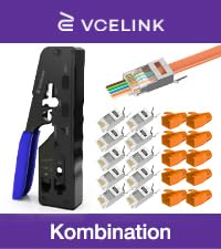 VCELINK Crimpzange für RJ45 mit Cat-7-Steckern, Knickschutztüllen und Einfädelhilfen – Detail 7