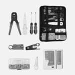 Netzwerk-Werkzeugset mit RJ45-Crimpzange, LAN-Kabeltester, Abisolierzange und Werkzeugtasche