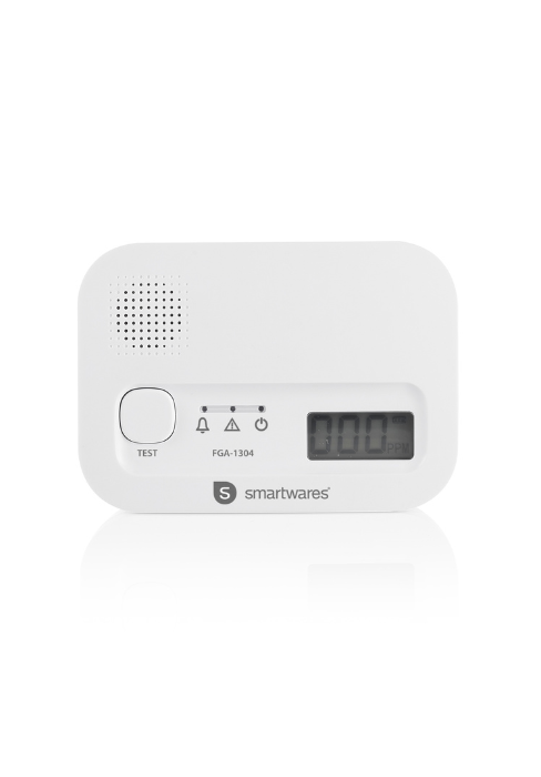 Smartwares CO-Melder FGA-13091 in Weiss mit Anzeige und Testtaste an der Wand – Detail 7