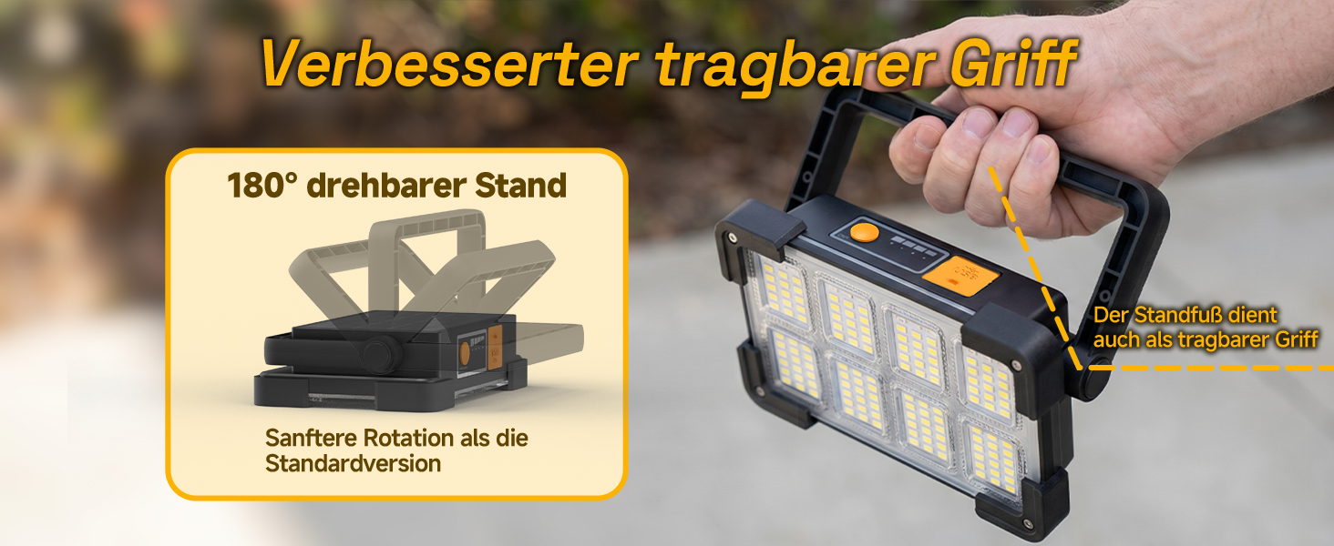 OHAYORI 8-CUP LED Baustrahler mit klappbarem Griff, Magnetsockel und USB-Anschluss – Detail 7
