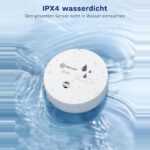 Zwei runde weisse Geevon Wassermelder mit Metallkontakten an der Unterseite