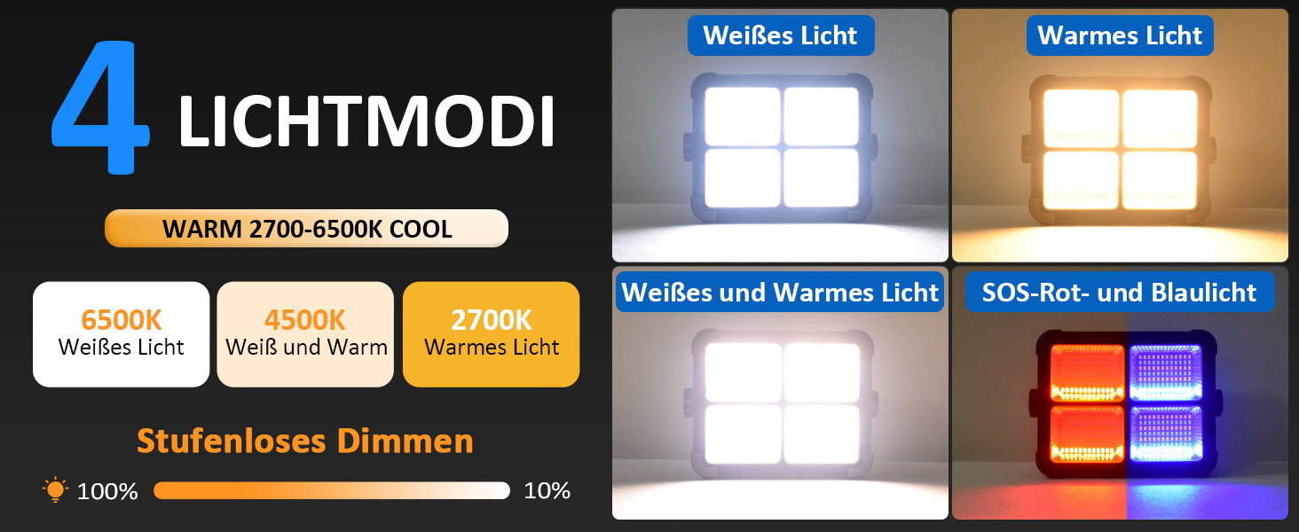 MASMEJOR SL-D8 Akku-Baustrahler mit 336 LEDs, Solarpanel und klappbarem Gelenkarm – Detail 7