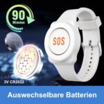 DAYTECH Notrufknopf-Set mit weissem Empfänger, Sendetaste und Handgelenkband