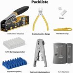 ZoeRax Netzwerk-Werkzeugset mit RJ45-Crimpzange, Kabeltester, Abisolierwerkzeug und Pass-Through-Steckern