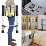 SIMPDIY Teleskopleiter aus Edelstahl, auf 3,8 Meter ausgezogen