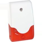 ABUS SG3210 Sirenen-Attrappe in Weiss-Grau mit roter Blitzabdeckung für die Aussenwand