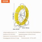 VEVOR Kabeleinziehspirale aus Glasfaser auf gelber Stahlhaspel mit Bremsgriff und Zugköpfen